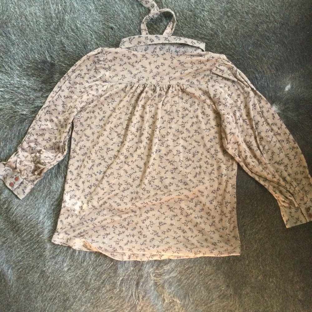 Zara Basic Brown Floral Peasant Blouse - image 6